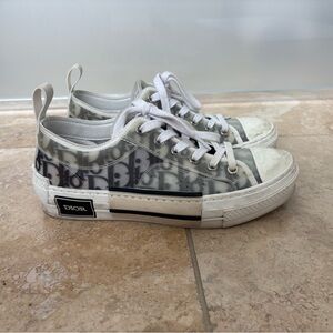 Dior Gray and White Sneakers with Iconic Oblique Pattern